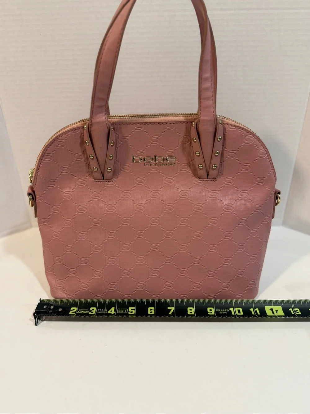 Bebe Dusty Rose Pink Faux Leather Dome Satchel Handbag